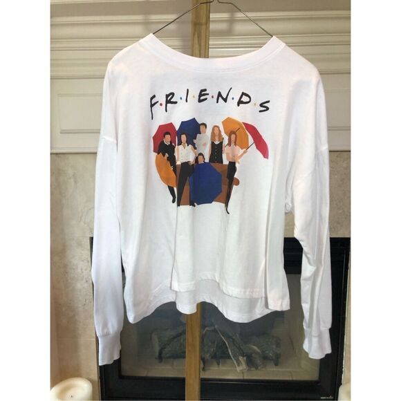 FRIENDS The Television Series Women’s White “F.R.I.E.N.D.S.” Graphic Long Sleeve - Picture 1 of 6